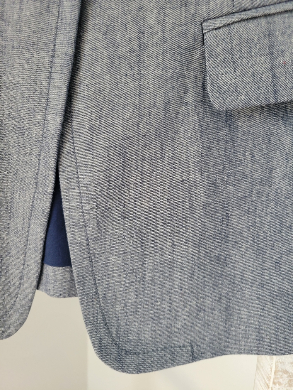 J Crew 100% Cotton Heather Blue Blazer Jacket EUC Sz 2 - Picture 6 of 12